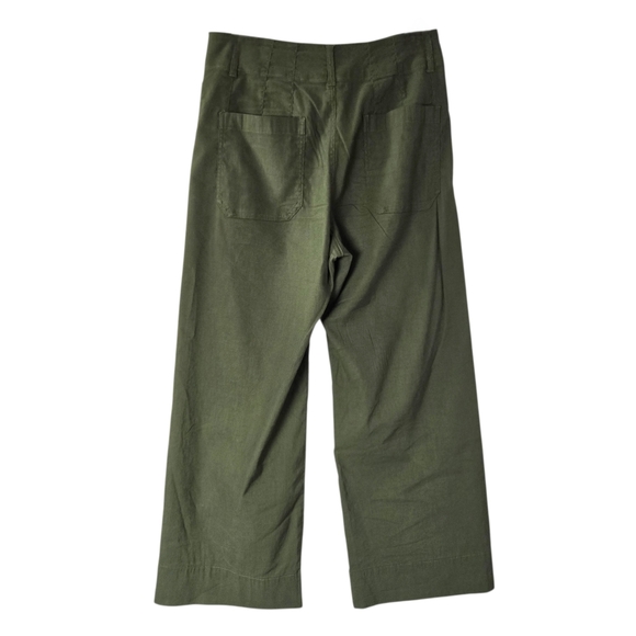 Anthropologie Maeve The Colette Crop Wide-Leg Pants Olive Green - Picture 4 of 14
